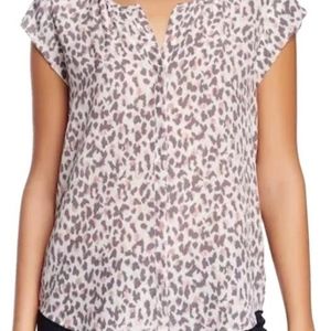 Joie Grey/Pink Iva Silk Animal Blouse